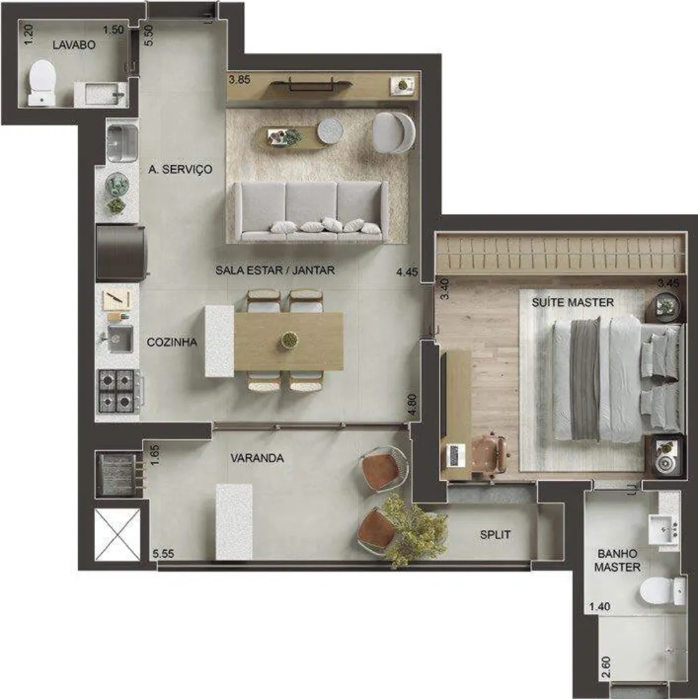 Apartamento, 1 quarto, 58 m² - Foto 7