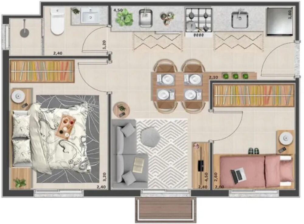 Apartamento, 2 quartos, 37 m² - Foto 3