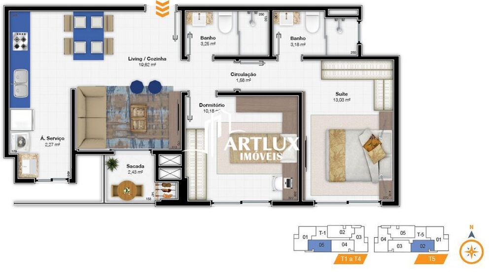 Apartamento, 2 quartos, 75 m² - Foto 2