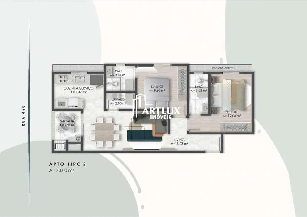 Apartamento, 2 quartos, 70 m² - Foto 2