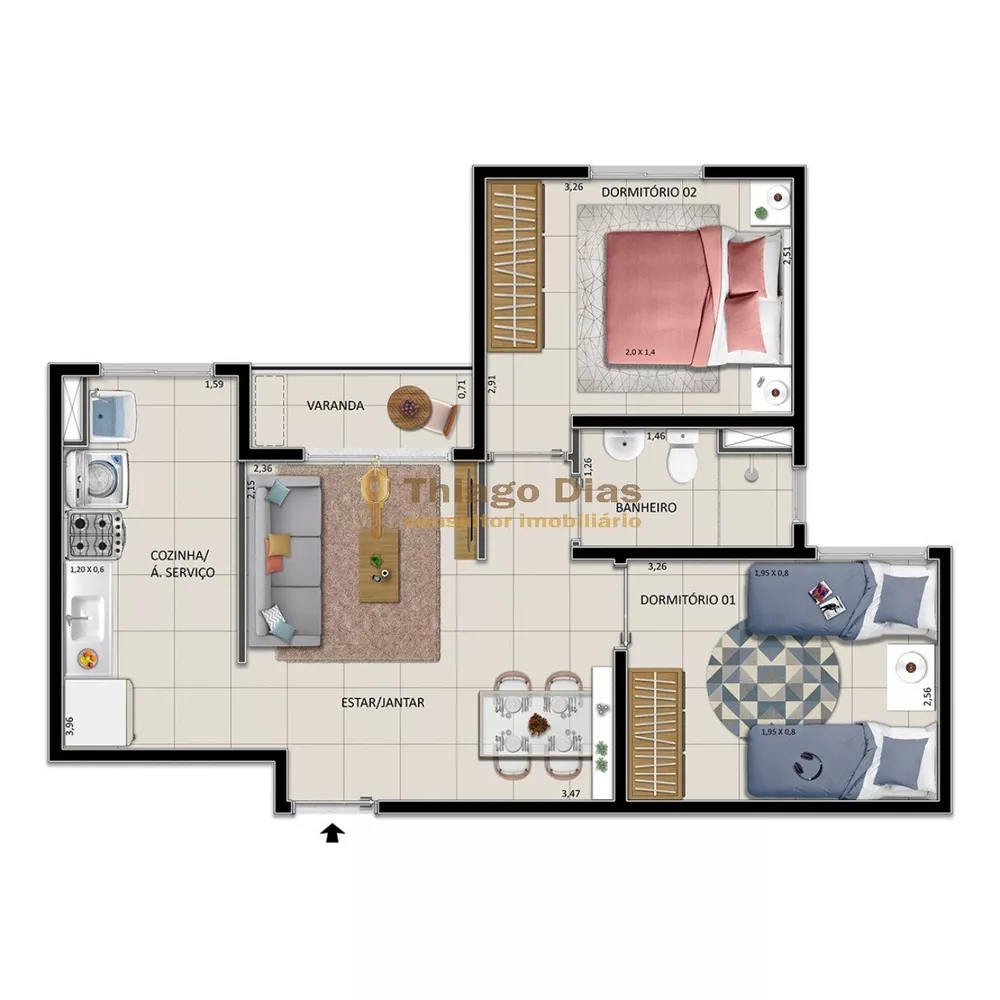 Apartamento à venda com 2 quartos, 49m² - Foto 2