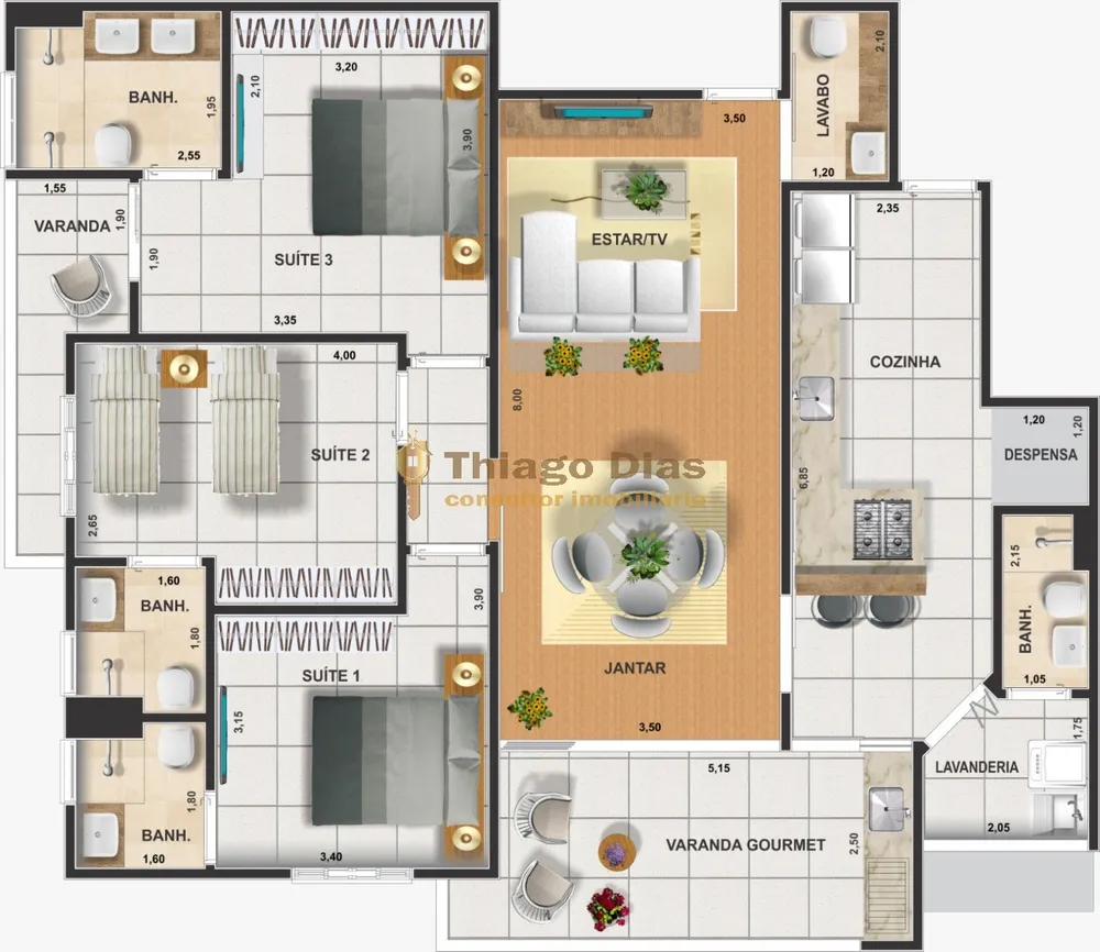 Apartamento, 3 quartos, 135 m² - Foto 3