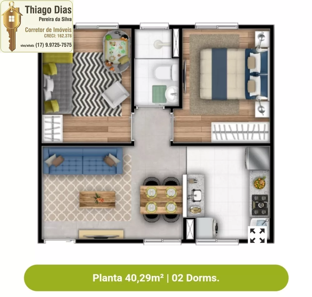 Apartamento à venda com 2 quartos, 40m² - Foto 2