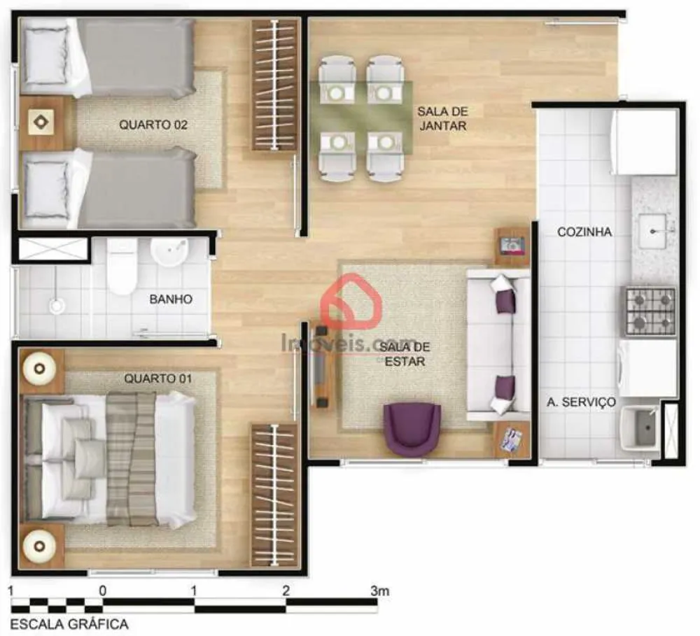 Apartamento, 2 quartos, 45 m² - Foto 2