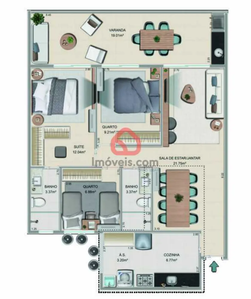 Apartamento, 3 quartos, 96 m² - Foto 3
