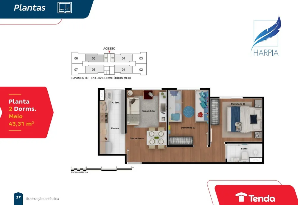 Apartamento, 2 quartos, 43 m² - Foto 5