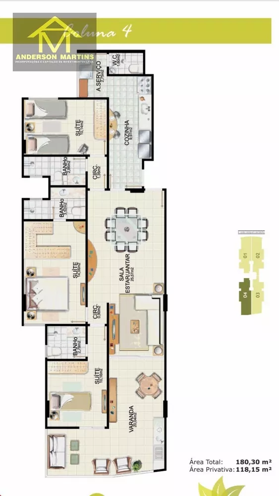 Apartamento à venda com 3 quartos, 120m² - Foto 3