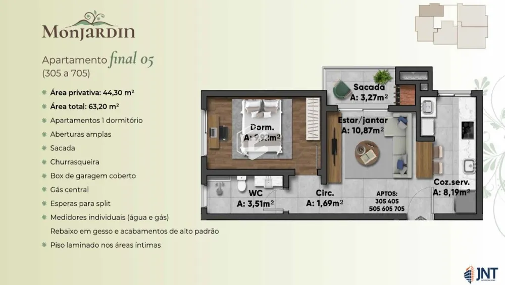 Apartamento, 1 quarto, 44 m² - Foto 3