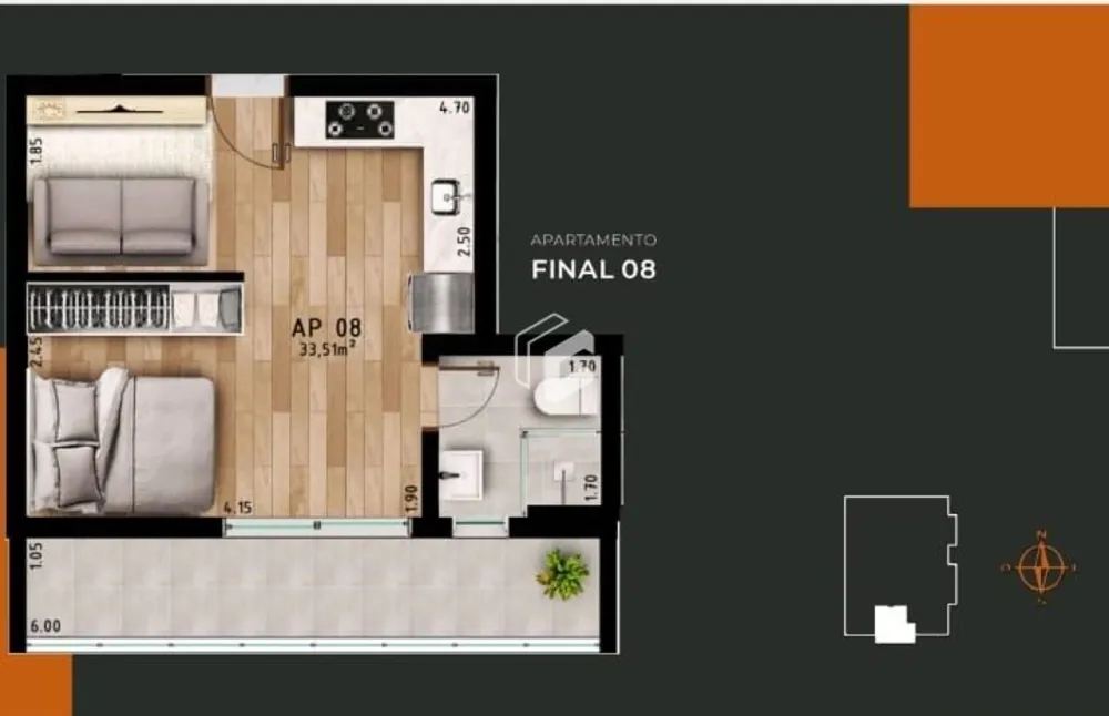 Apartamento, 1 quarto, 33 m² - Foto 4