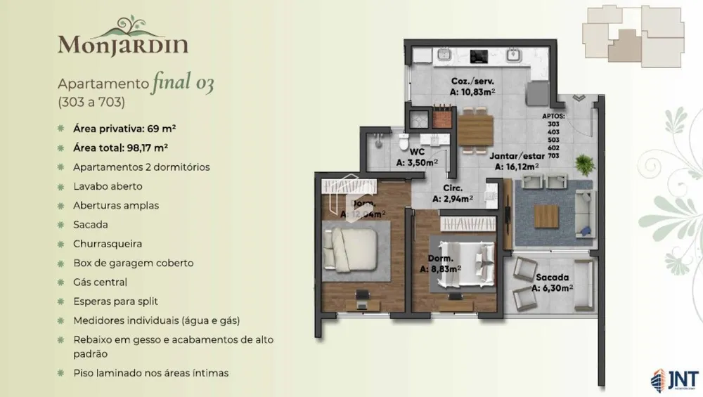 Apartamento, 2 quartos, 69 m² - Foto 1
