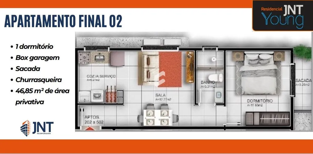 Apartamento, 1 quarto, 46 m² - Foto 3