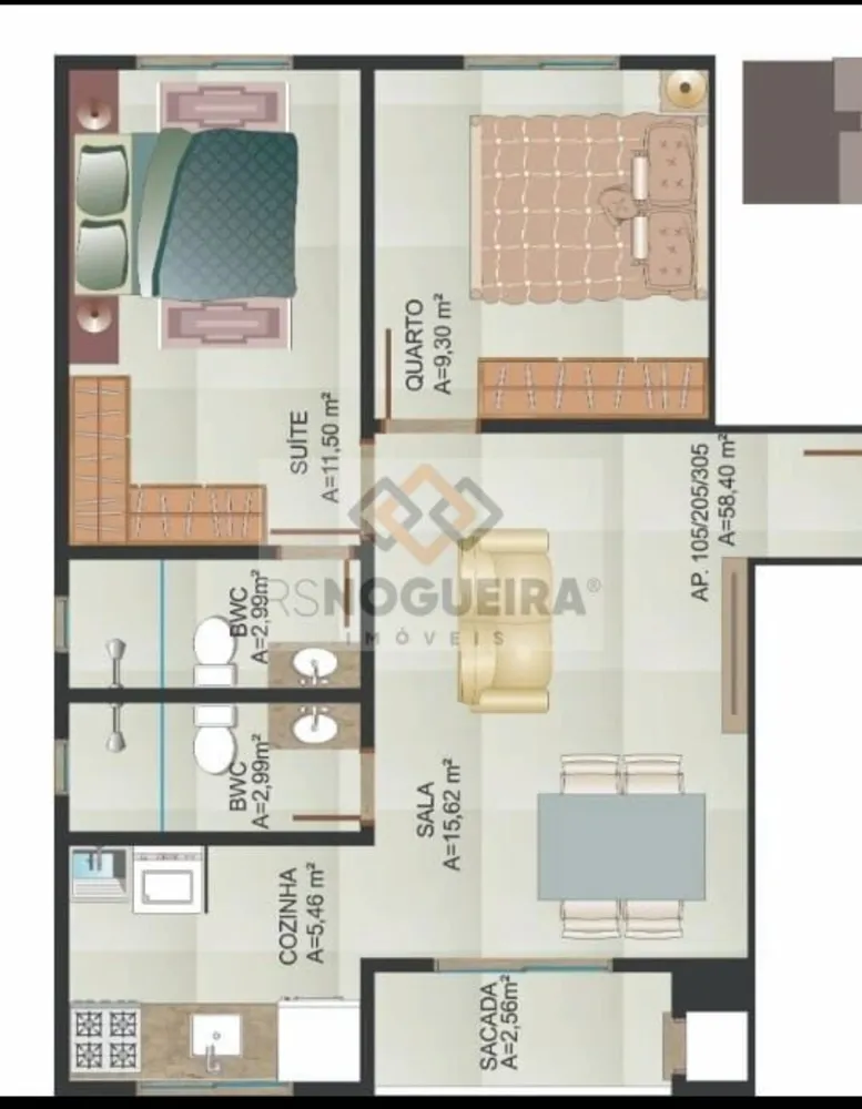 Apartamento, 2 quartos, 58 m² - Foto 1