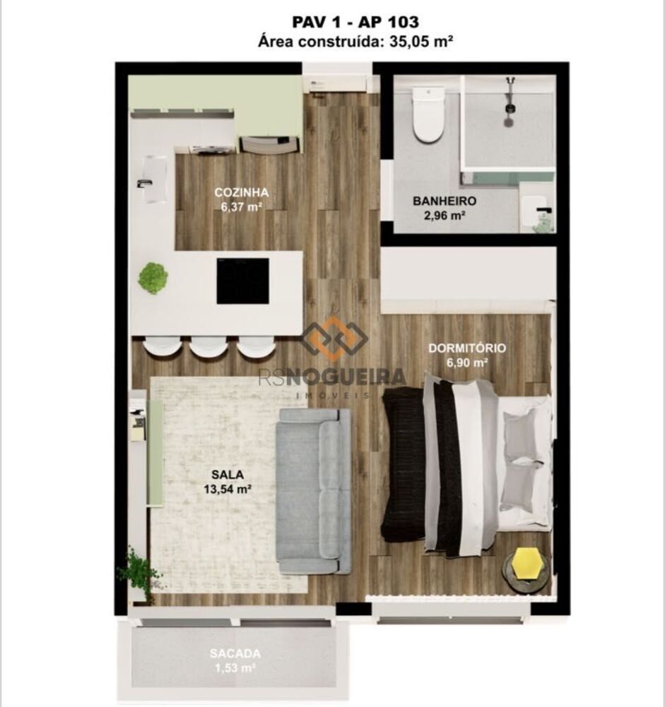 Apartamento, 1 quarto, 35 m² - Foto 6