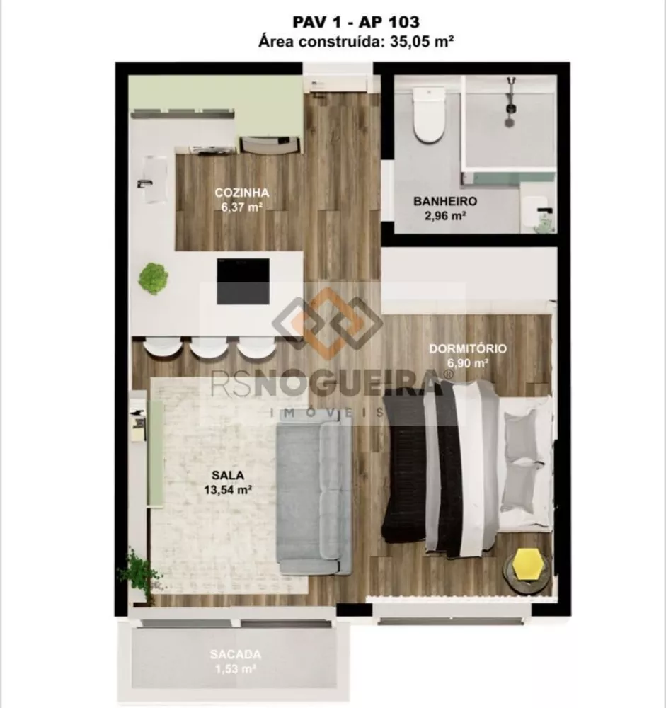 Apartamento, 1 quarto, 35 m² - Foto 4