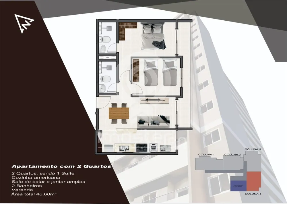 Apartamento, 2 quartos, 50 m² - Foto 1