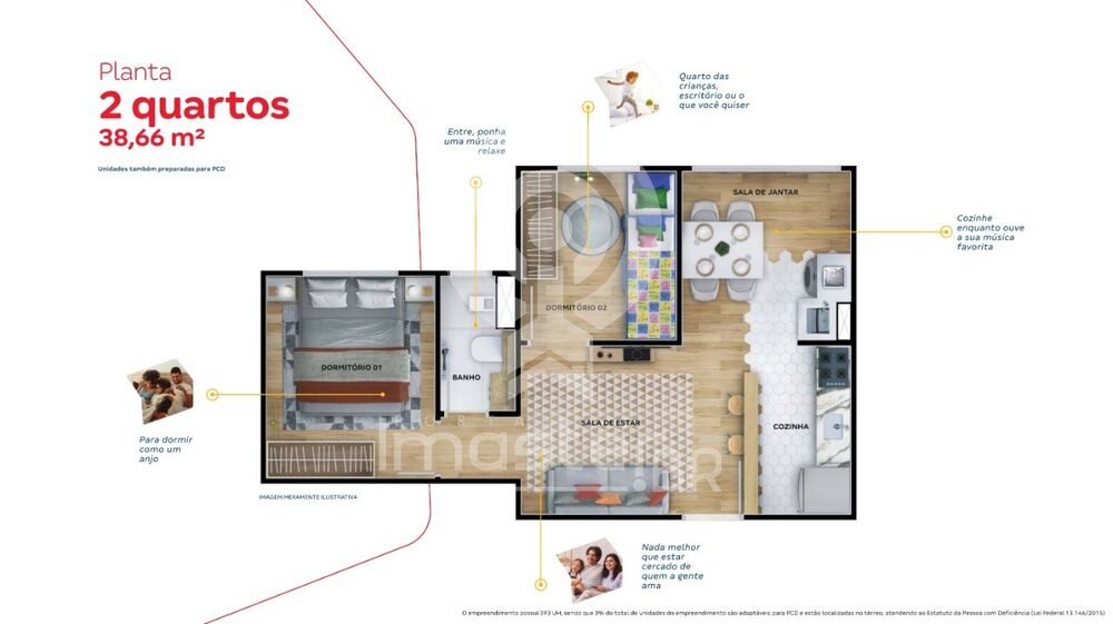 Apartamento, 2 quartos, 38 m² - Foto 3
