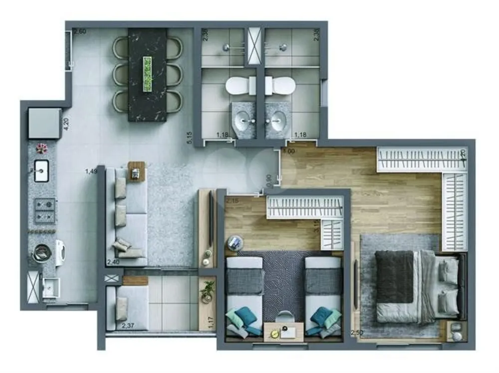 Apartamento, 2 quartos, 55 m² - Foto 2
