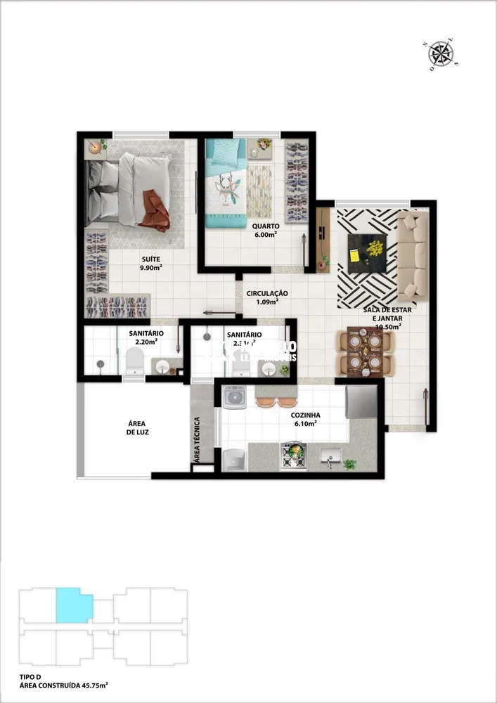 Apartamento, 2 quartos, 45 m² - Foto 14
