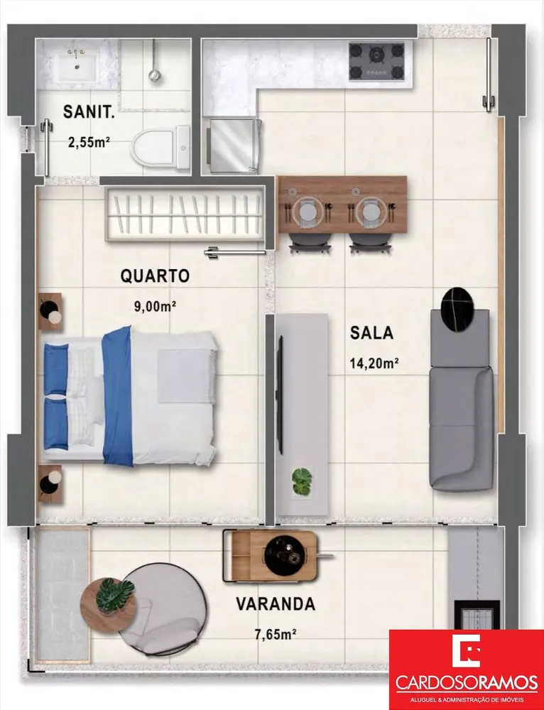 Apartamento, 1 quarto, 37 m² - Foto 3