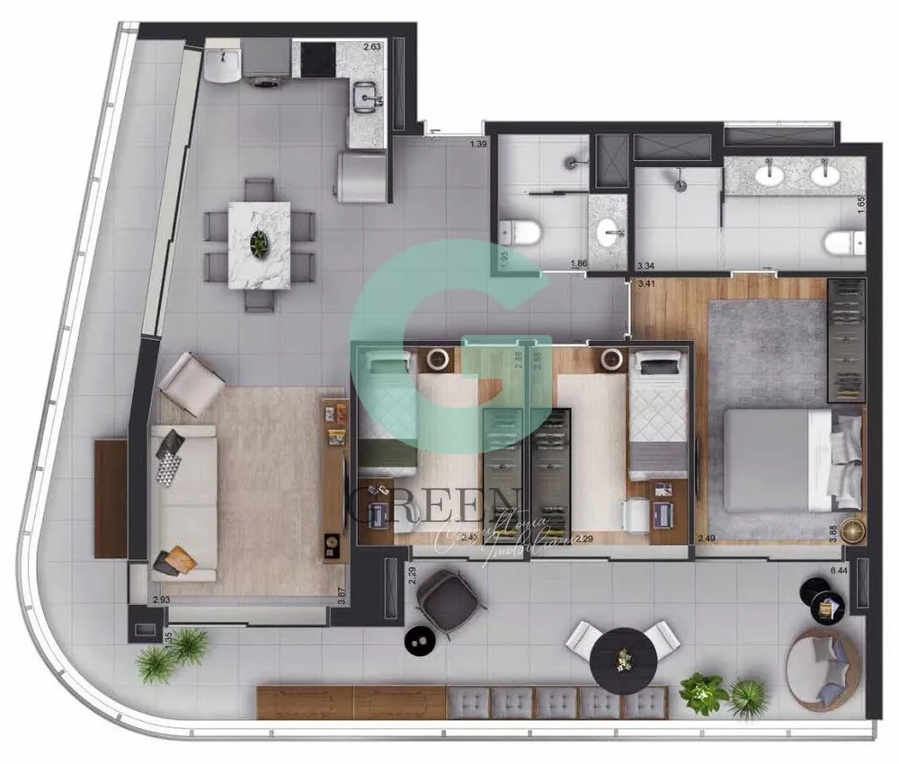 Apartamento à venda com 3 quartos, 106m² - Foto 2