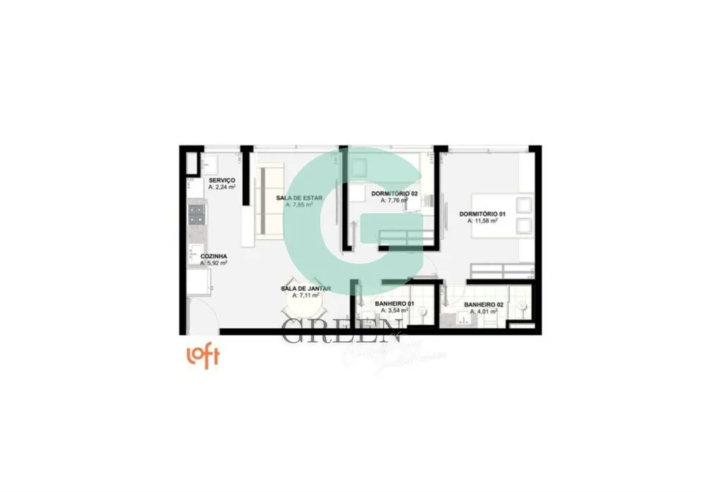 Apartamento, 2 quartos, 56 m² - Foto 23