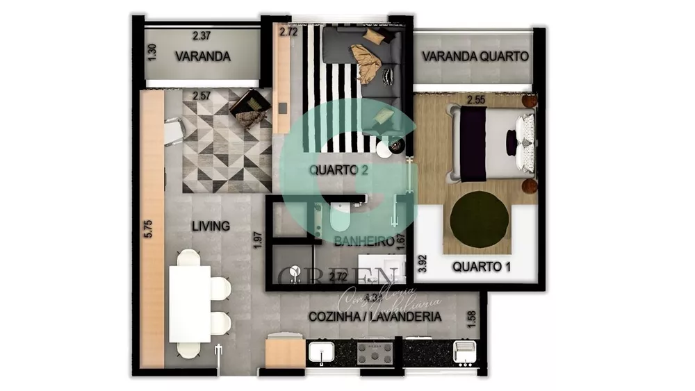 Apartamento à venda com 1 quarto, 55m² - Foto 7