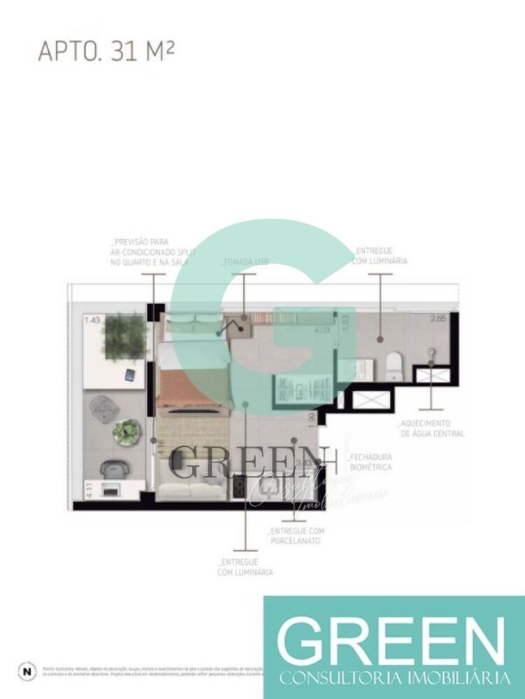 Apartamento, 1 quarto, 31 m² - Foto 2