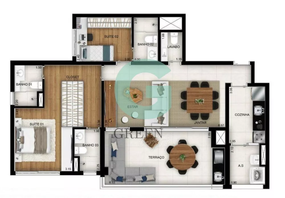 Apartamento à venda com 3 quartos, 110m² - Foto 3