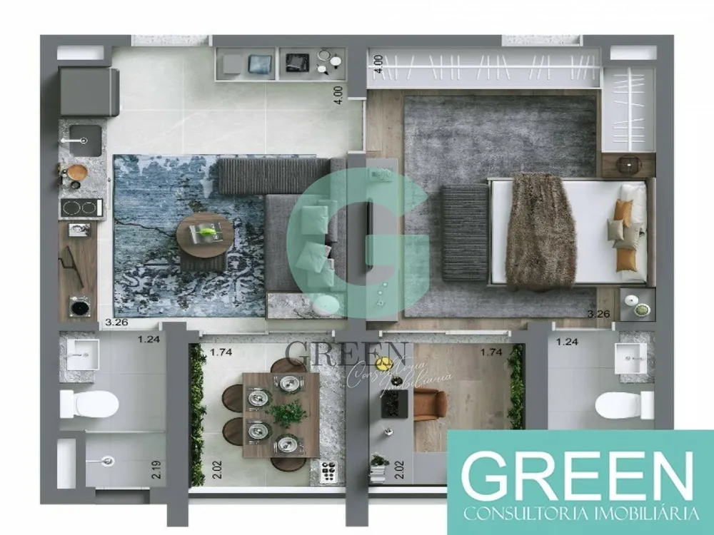 Apartamento, 1 quarto, 44 m² - Foto 1