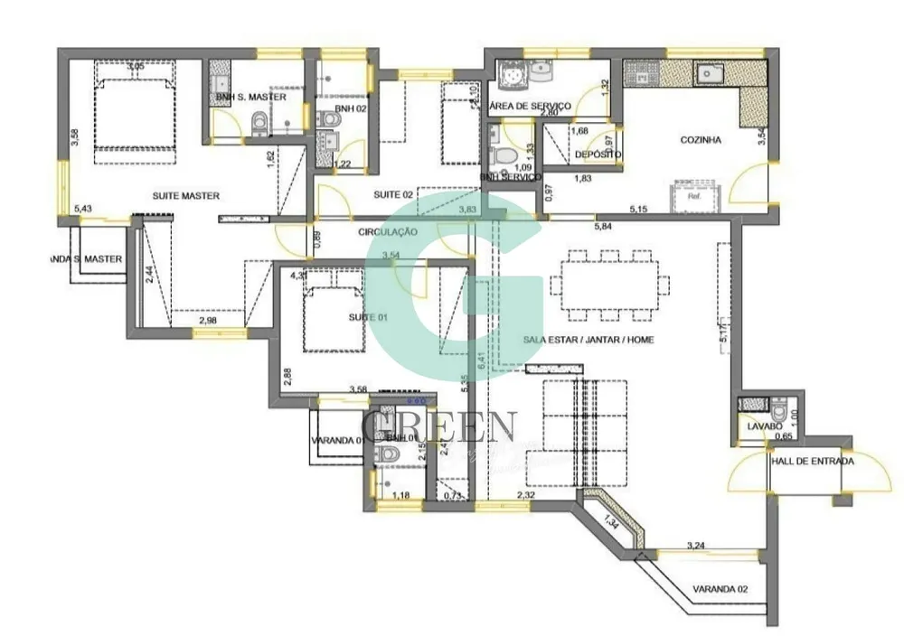 Apartamento, 3 quartos, 148 m² - Foto 1