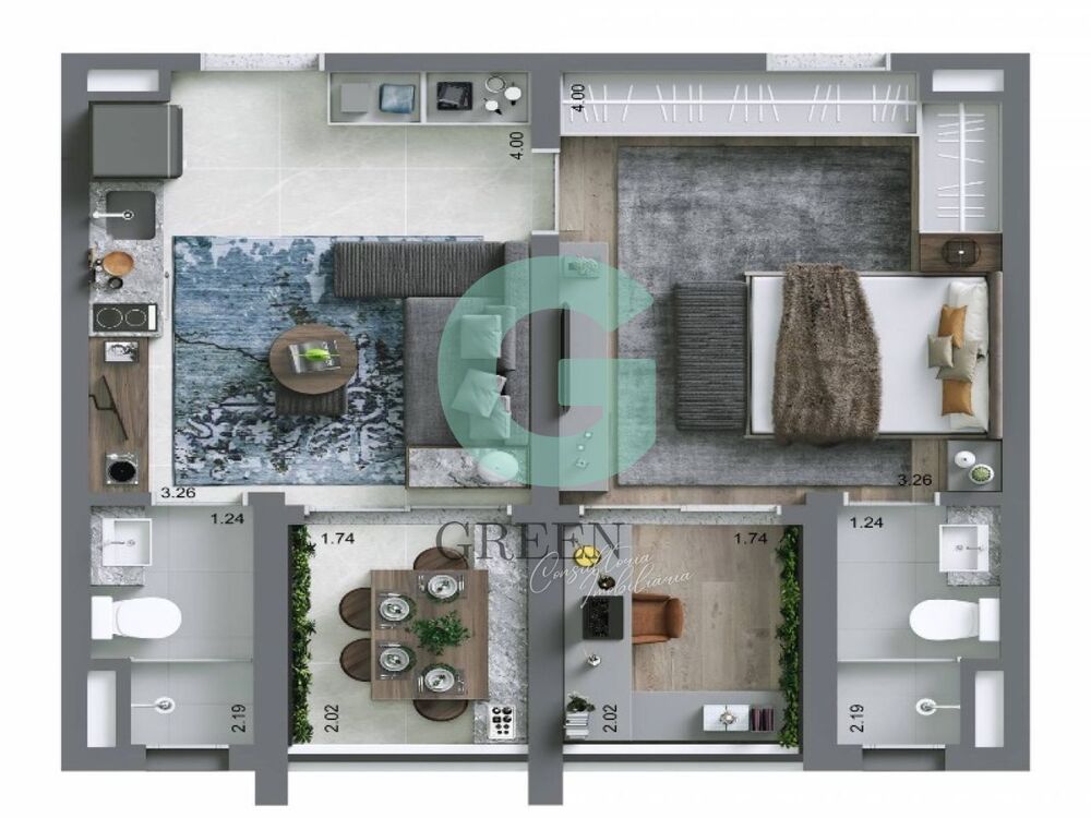 Apartamento, 1 quarto, 22 m² - Foto 2