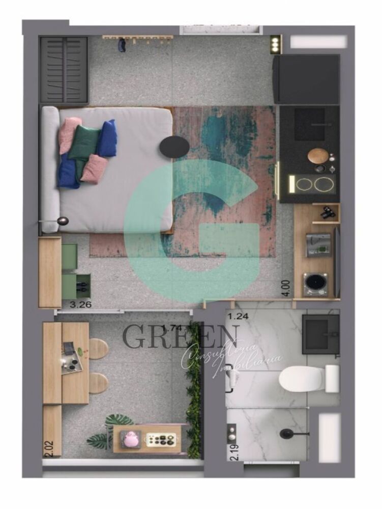 Apartamento, 1 quarto, 22 m² - Foto 1