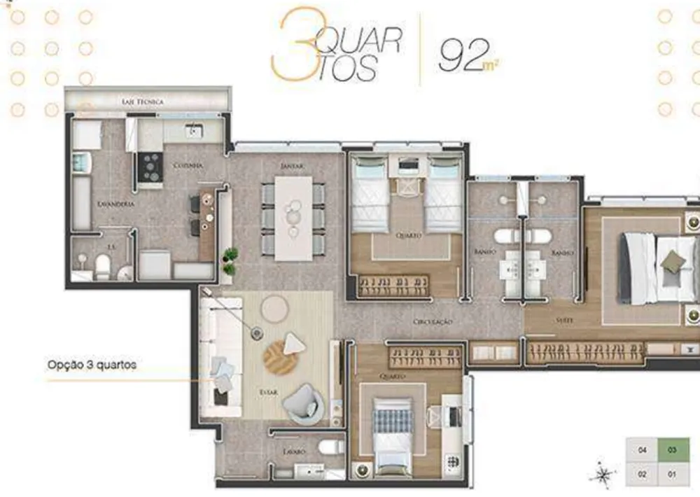 Apartamento, 3 quartos, 93 m² - Foto 1