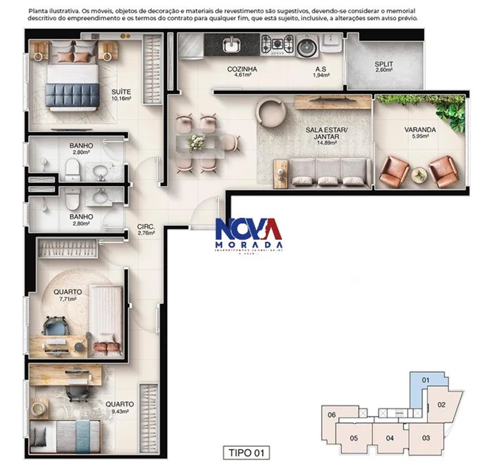 Apartamento, 3 quartos, 96 m² - Foto 2