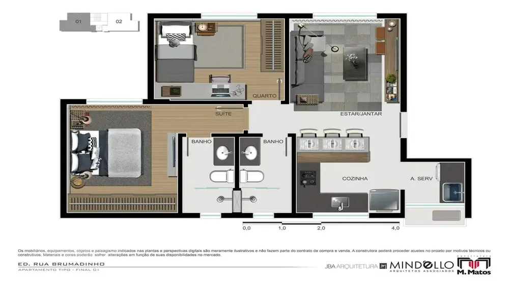Apartamento, 2 quartos, 56 m² - Foto 1