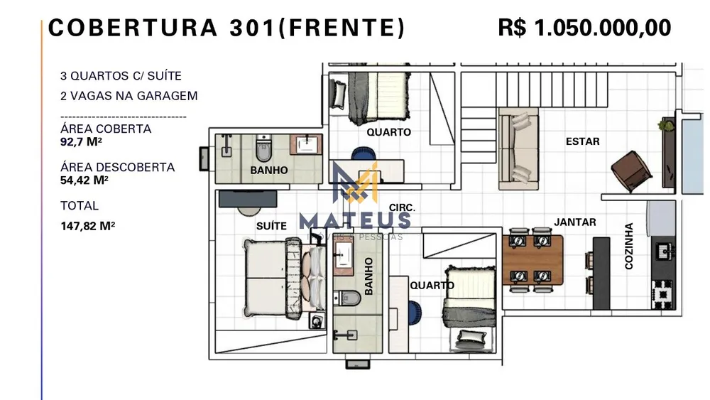 Cobertura, 3 quartos, 148 m² - Foto 4