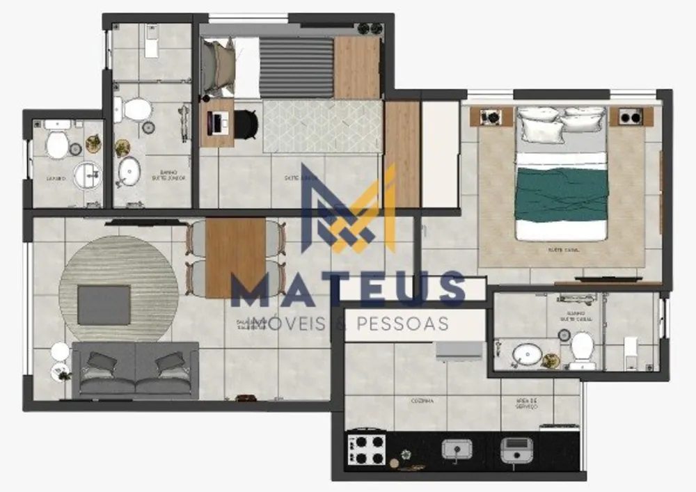 Apartamento, 2 quartos, 55 m² - Foto 1