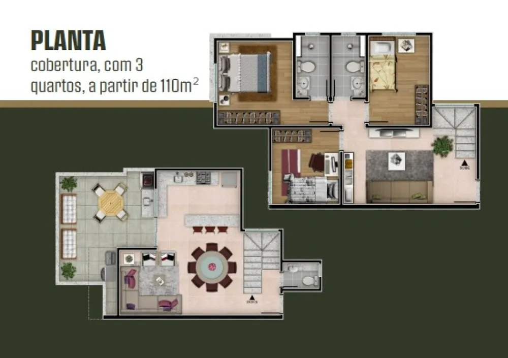Cobertura, 3 quartos, 110 m² - Foto 1