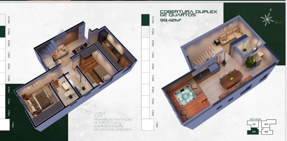Cobertura, 2 quartos, 99 m² - Foto 2