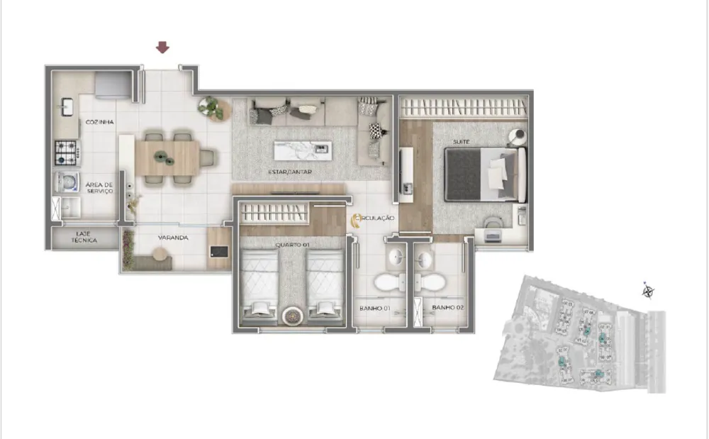 Apartamento, 2 quartos, 59 m² - Foto 2
