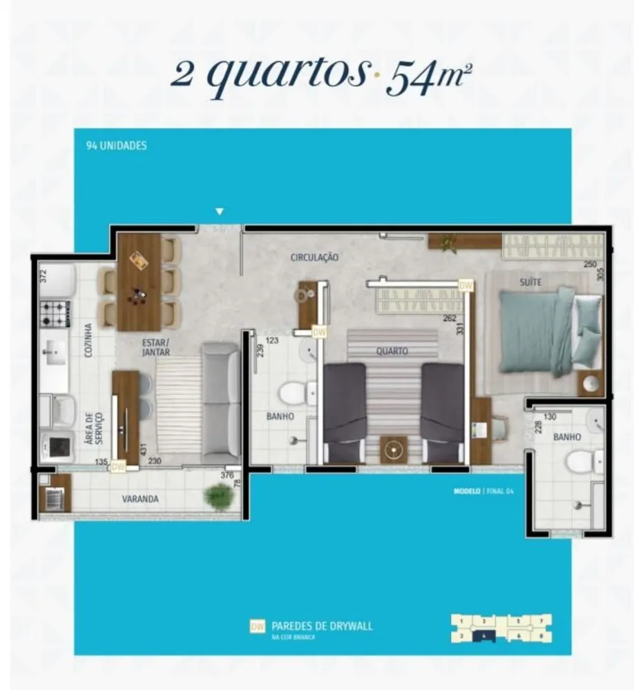 Apartamento, 2 quartos, 54 m² - Foto 2