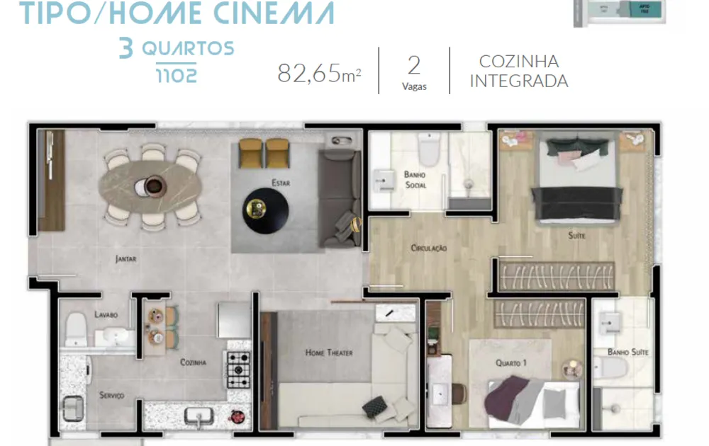 Apartamento, 1 quarto, 62 m² - Foto 8