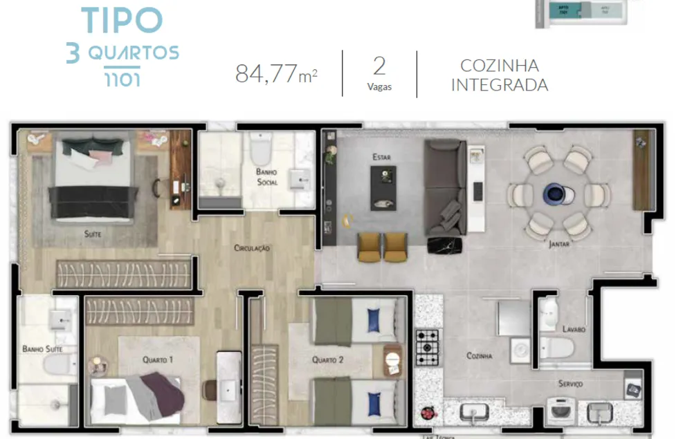 Apartamento, 1 quarto, 62 m² - Foto 9