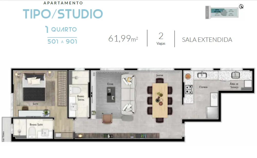 Apartamento, 1 quarto, 62 m² - Foto 14