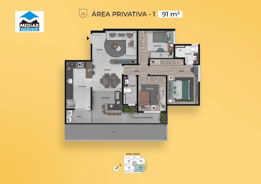 Apartamento, 3 quartos, 78 m² - Foto 1