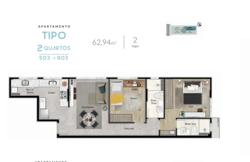 Apartamento, 2 quartos, 63 m² - Foto 7