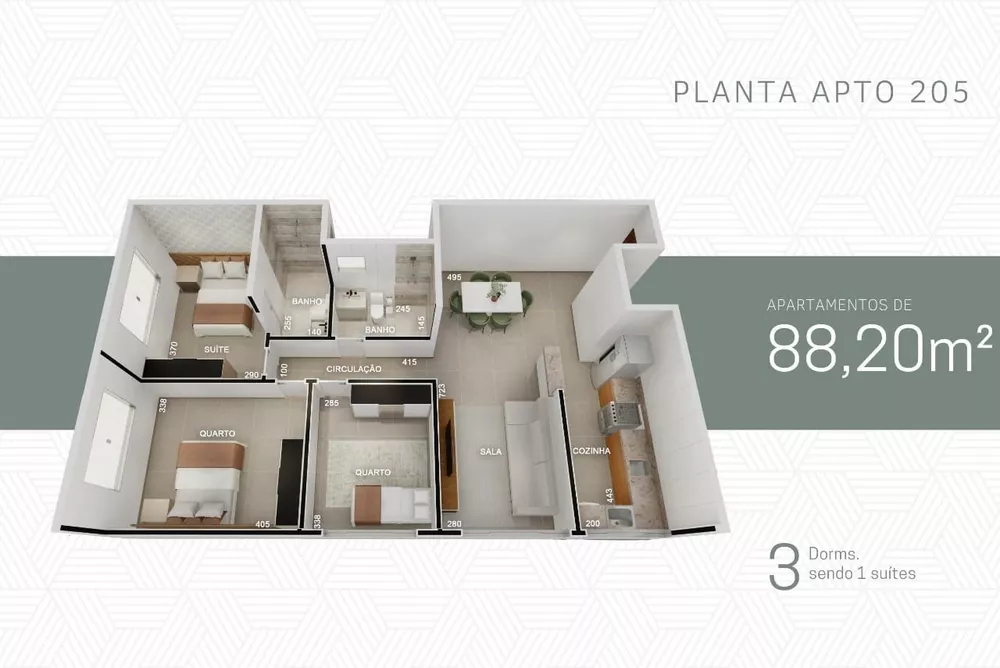 Apartamento à venda com 3 quartos, 88m² - Foto 1