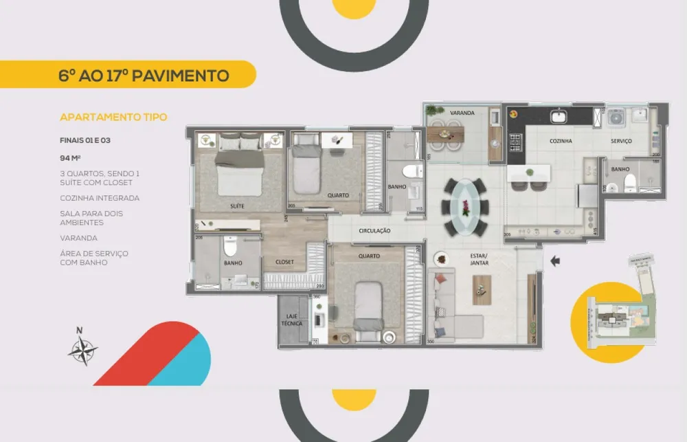 Apartamento, 3 quartos, 94 m² - Foto 2