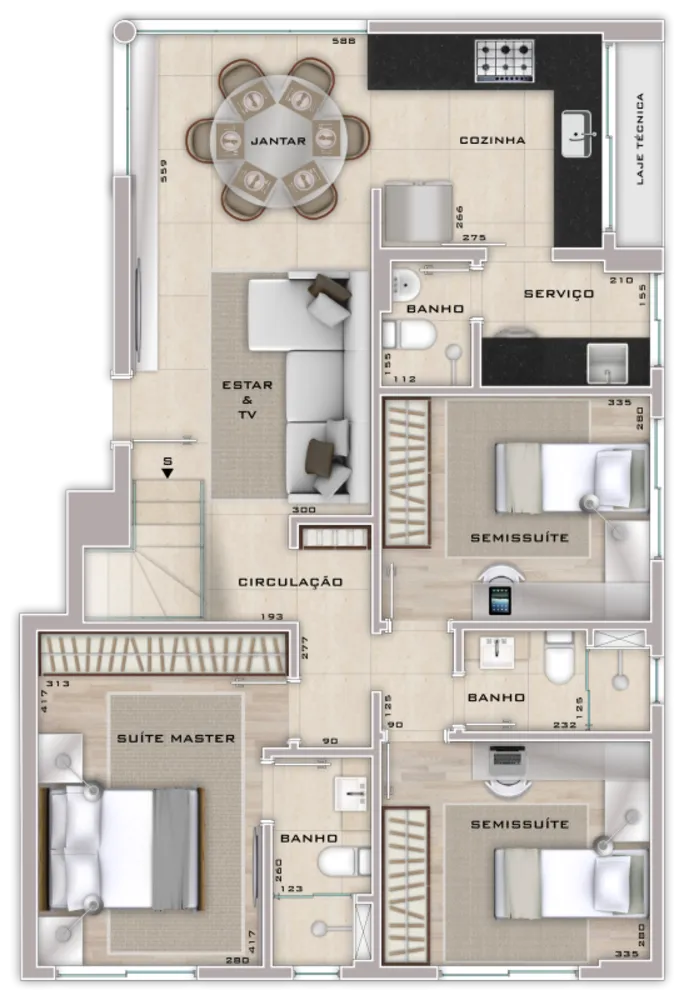 Cobertura, 3 quartos, 123 m² - Foto 5