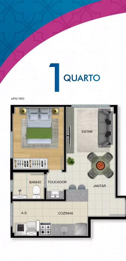 Apartamento à venda com 1 quarto, 39m² - Foto 3